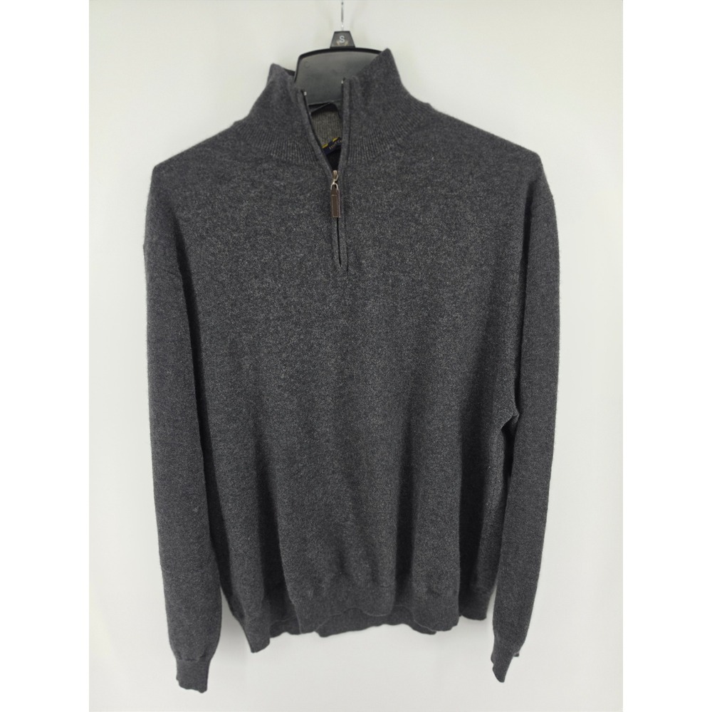Club Room Estate Cashmere Mens XL Gray 2-Ply 100% Cashmere Quarter Zip Sweater
